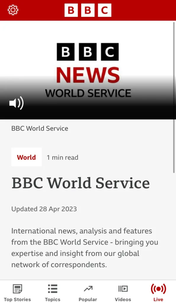 BBCアプリLIVE